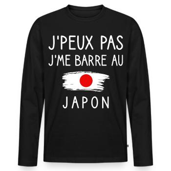 Ich kann nicht, ich bin Barre in Japan Humor Reisen - Männer Premium Bio Langarmshirt - Schwarz - Vorne - Nico (187cm)