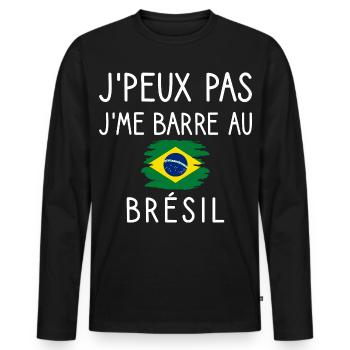 I Can't I'm Leaving in Brazil Humor Travel - Men's Premium Organic Long Sleeve Shirt - black - Front - Nico (187cm)