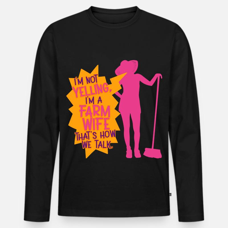 Ehefrau eines Bauern Mutter - Männer Premium Bio Langarmshirt - Schwarz