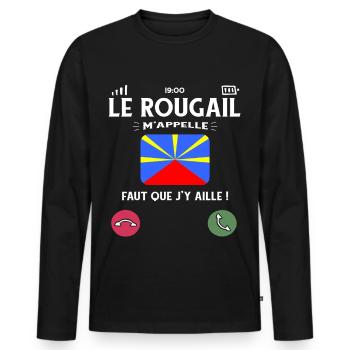 Le Rougail M’Appelle Humour La Reunion - T-shirt manches longues Premium bio Homme - noir - Devant - Nico (187cm)