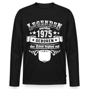 Des légendes sont nées en 1975 | Entrée de l’âge - T-shirt manches longues Premium bio Homme - noir - Devant - Nico (187cm)