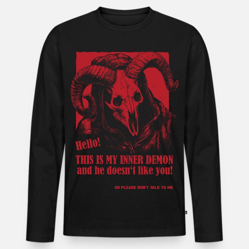 Mein Innerer Dämon - Männer Premium Bio Langarmshirt - Schwarz