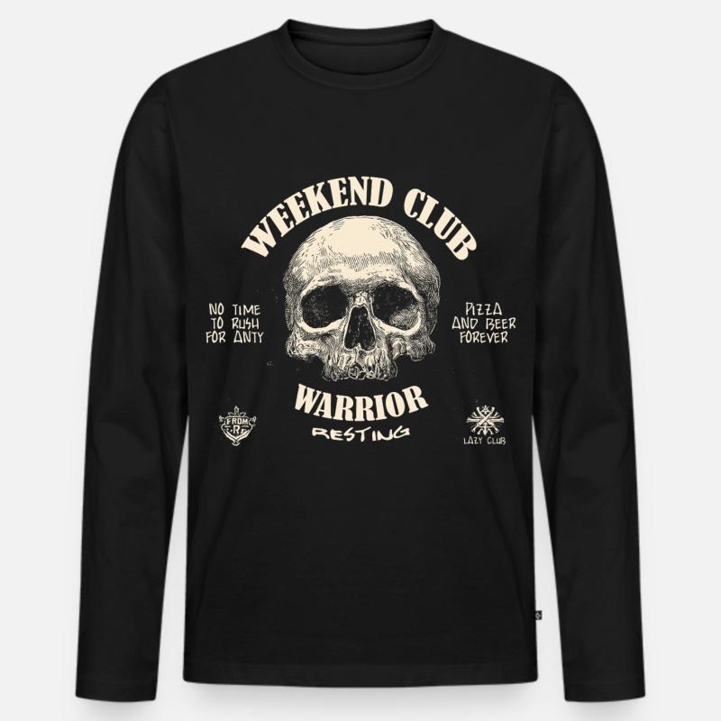 Skull Weekend Warrior Club - Männer Premium Bio Langarmshirt - Schwarz