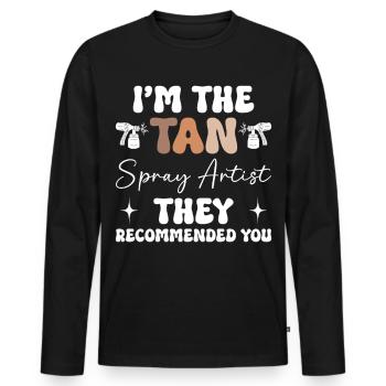 Spraybräunungstechniker, Bräunungskünstlerin, Sprühbräunungstechniker. - Männer Premium Bio Langarmshirt - Schwarz - Vorne - Nico (187cm)