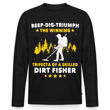 Dirt Fishing Detectorists - Men's Premium Organic Long Sleeve Shirt - black - Front - Nico (187cm)