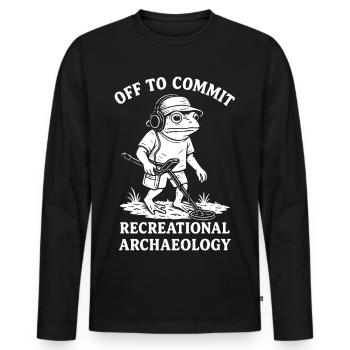 Off To Commit Recreational Archaeology Frog - Men's Premium Organic Long Sleeve Shirt - black - Front - Nico (187cm)