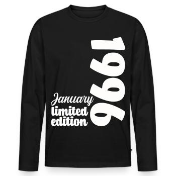 Birthday January 1996 Limited Edition Gift - Men's Premium Organic Long Sleeve Shirt - black - Front - Nico (187cm)