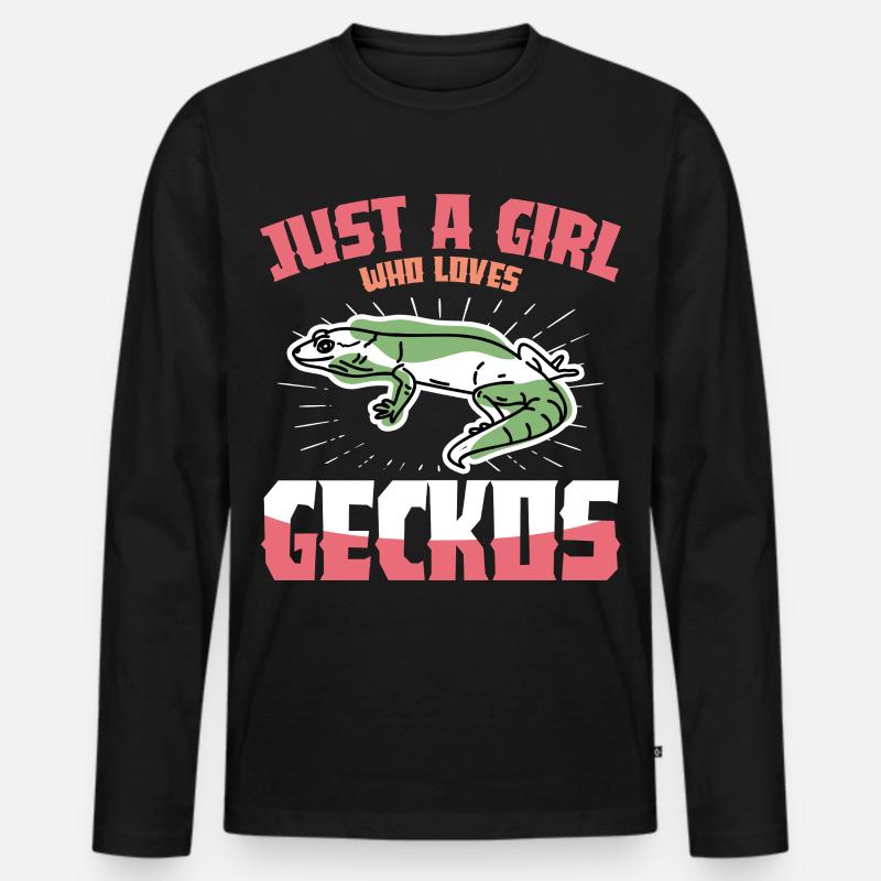 Gecko Vibes: Nur ein Mädchen - Männer Premium Bio Langarmshirt - Schwarz