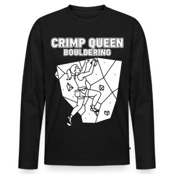 Crimp Queen Bouldering Rock Climbing Fun - Men's Premium Organic Long Sleeve Shirt - black - Front - Nico (187cm)