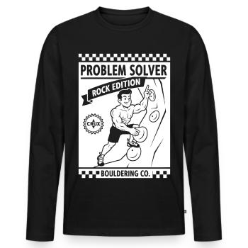 Problem Solver Rock Edition Climbing Wall Fun - Men's Premium Organic Long Sleeve Shirt - black - Front - Nico (187cm)