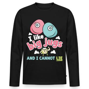 Ich mag Big Jugs, Klettern, Fels, Spaß, Humor - Männer Premium Bio Langarmshirt - Schwarz - Vorne - Nico (187cm)