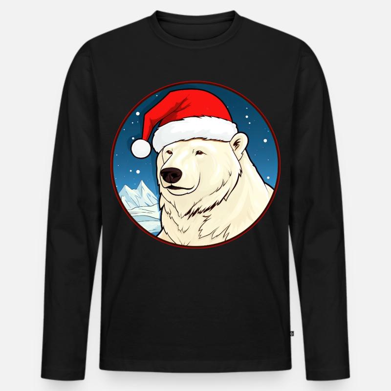 Weihnachten Eisbären - Männer Premium Bio Langarmshirt - Schwarz