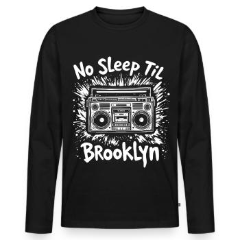 No Sleep Til Brooklyn Retro Boombox Vintage Music - Men's Premium Organic Long Sleeve Shirt - black - Front - Nico (187cm)