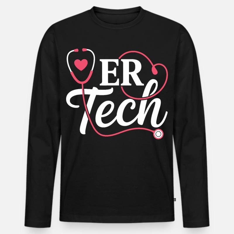 ERTech Stethoskop Herz - Männer Premium Bio Langarmshirt - Schwarz