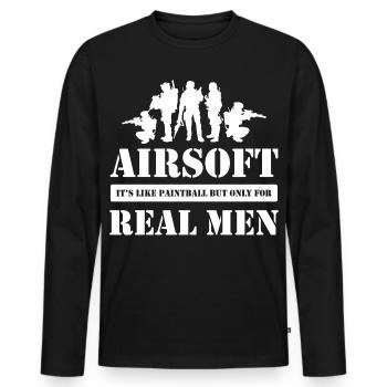 Airsoft Real Männer Taktischer Humor - Männer Premium Bio Langarmshirt - Schwarz - Vorne - Nico (187cm)