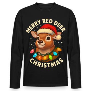 Deer Christmas Hunter Gift Deer - Men's Premium Organic Long Sleeve Shirt - black - Front - Nico (187cm)