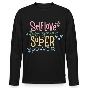 Self-love Is Your Superpower - Männer Premium Bio Langarmshirt - Schwarz - Vorne - Nico (187cm)