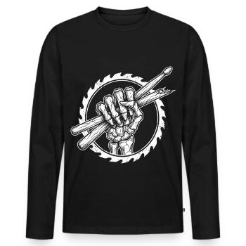 Skeleton hand with drumsticks - Men's Premium Organic Long Sleeve Shirt - black - Front - Nico (187cm)