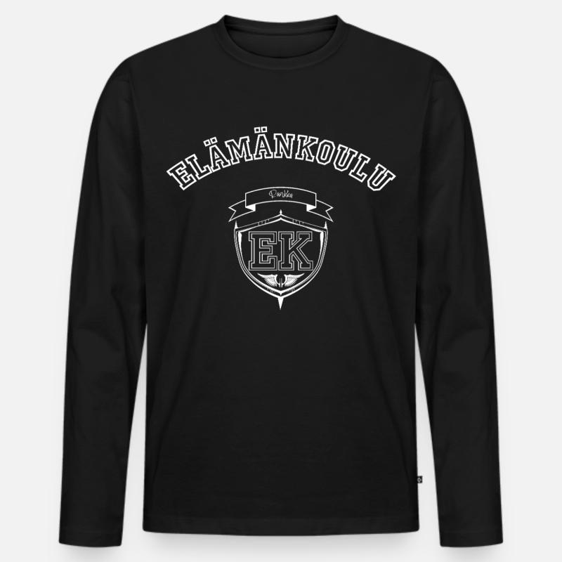 Die Schule des Lebens - Männer Premium Bio Langarmshirt - Schwarz
