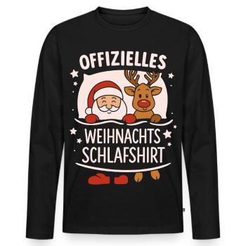 Weihnachts Schlafshirt Santa Rentier - Männer Premium Bio Langarmshirt - Schwarz - Vorne - Nico (187cm)