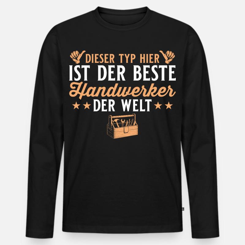 Bester Handwerker der Welt - Heimwerker - Männer Premium Bio Langarmshirt - Schwarz