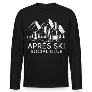Club social d’après-ski - T-shirt manches longues Premium bio Homme - noir - Devant - Nico (187cm)