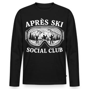Apres Ski Social Club - Männer Premium Bio Langarmshirt - Schwarz - Vorne - Nico (187cm)