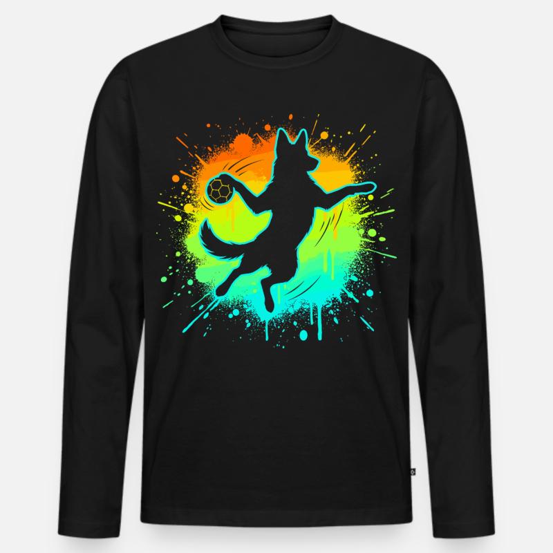 Handballer Deutscher Schäferhund Geschenk Kind - Männer Premium Bio Langarmshirt - Schwarz
