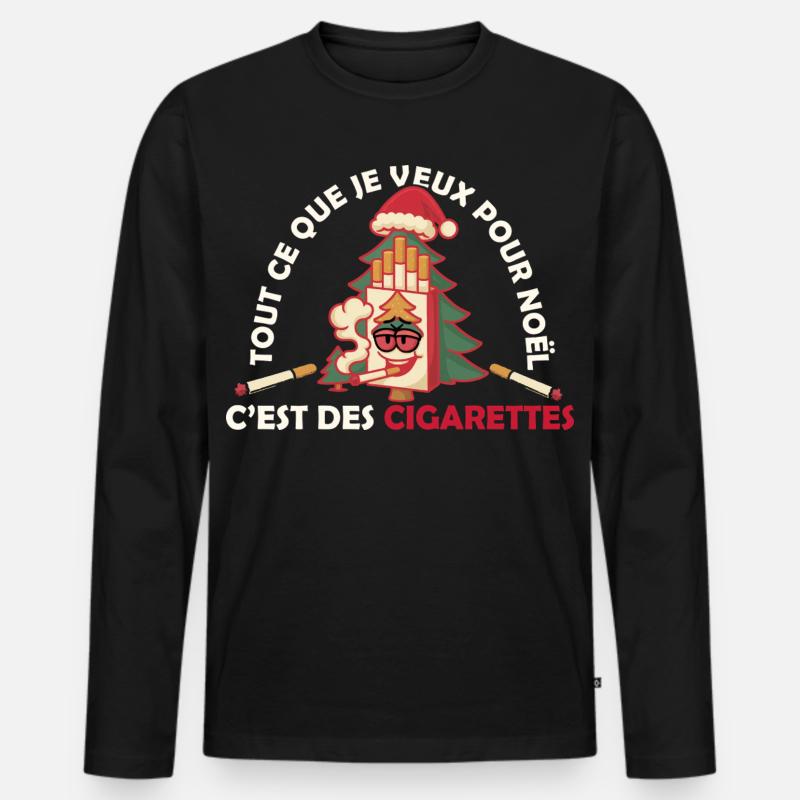 WEIHNACHTSZIGARETTENGESCHENK - Männer Premium Bio Langarmshirt - Schwarz