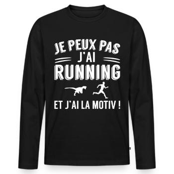 I Can't I Have Running Humor Running - Men's Premium Organic Long Sleeve Shirt - black - Front - Nico (187cm)