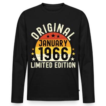 Anniversary January 1966 Limited Edition Original - Men's Premium Organic Long Sleeve Shirt - black - Front - Nico (187cm)