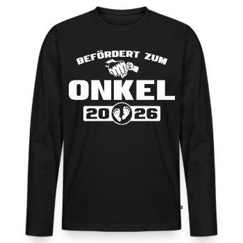 Babyparty Befördert zum Onkel 2026 - Männer Premium Bio Langarmshirt - Schwarz - Vorne - Nico (187cm)