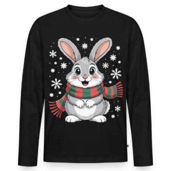 Winterhase mit Schal - Männer Premium Bio Langarmshirt - Schwarz - Vorne - Nico (187cm)