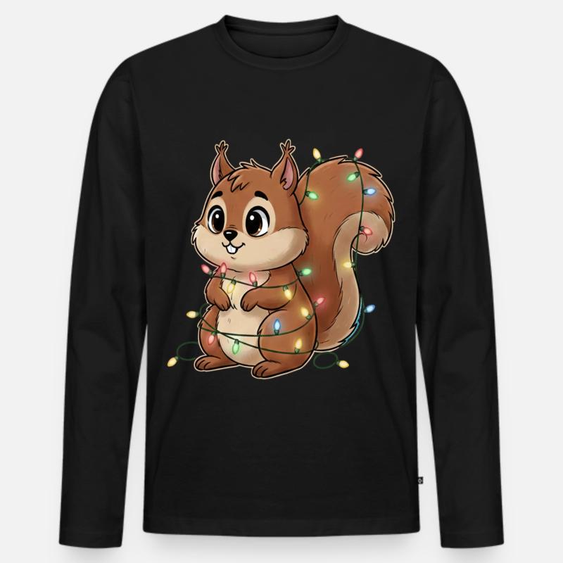 Lichterbehängtes Eichhörnchen - Männer Premium Bio Langarmshirt - Schwarz