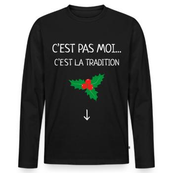 It's not me it's the tradition humor christmas mistletoe - Men's Premium Organic Long Sleeve Shirt - black - Front - Nico (187cm)
