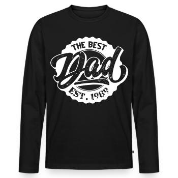 The Best Dad EST 1989 - Männer Premium Bio Langarmshirt - Schwarz - Vorne - Nico (187cm)