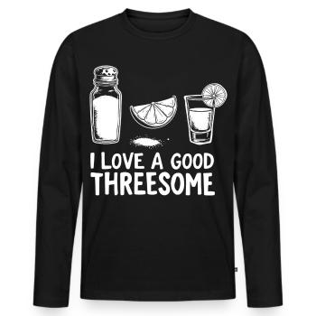 Zitrus-Salz Shot Trio - Männer Premium Bio Langarmshirt - Schwarz - Vorne - Nico (187cm)