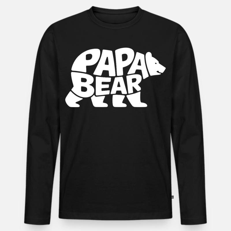 Papa Bear - Männer Premium Bio Langarmshirt - Schwarz