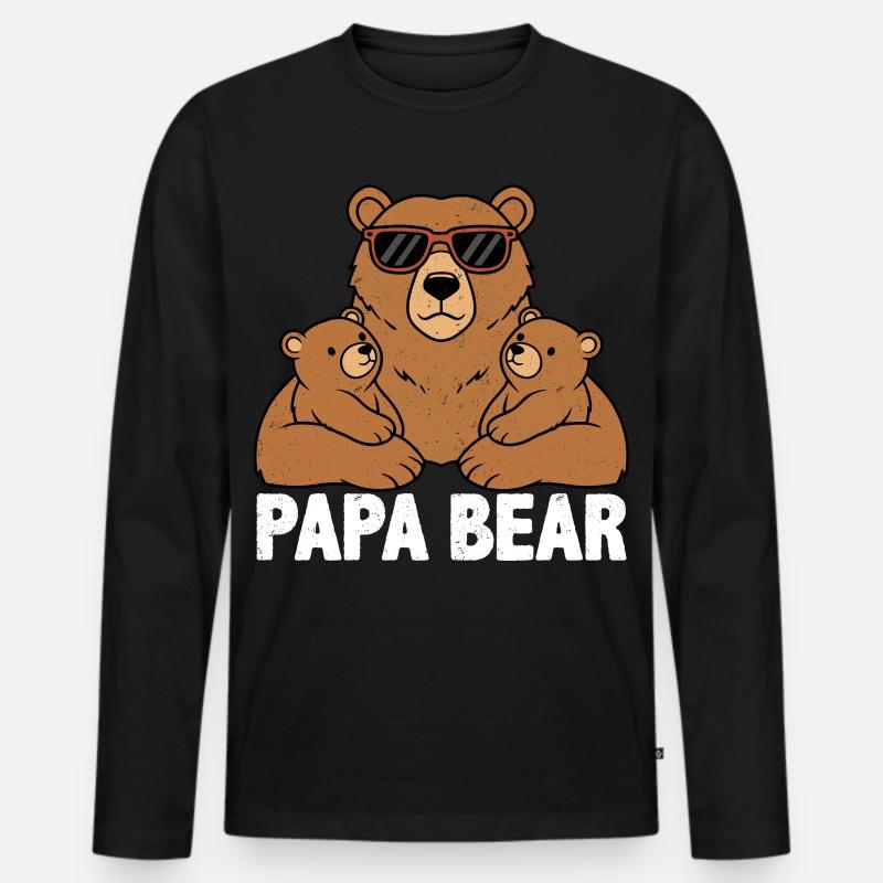 Papa Bear - Männer Premium Bio Langarmshirt - Schwarz