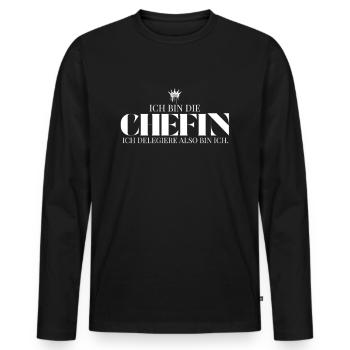 Je suis le patron, je délégue, donc je suis - T-shirt manches longues Premium bio Homme - noir - Devant - Nico (187cm)