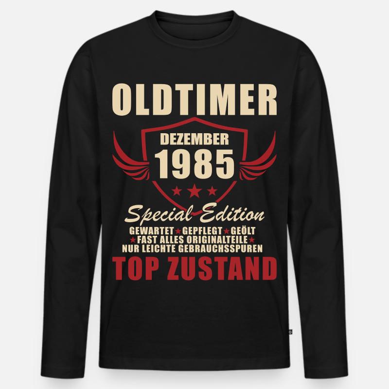 Oldtimer Dezember 1985 Spezial Edition - Männer Premium Bio Langarmshirt - Schwarz