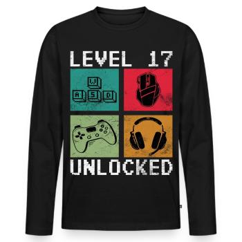 Level 17 Unlocked Retro Gamer - Männer Premium Bio Langarmshirt - Schwarz - Vorne - Nico (187cm)
