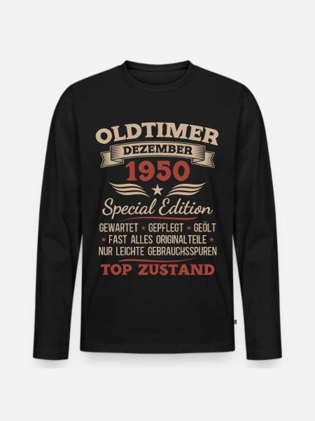 75th Birthday Gift Vintage Car December 1950 - Men's Premium Organic Long Sleeve Shirt - black