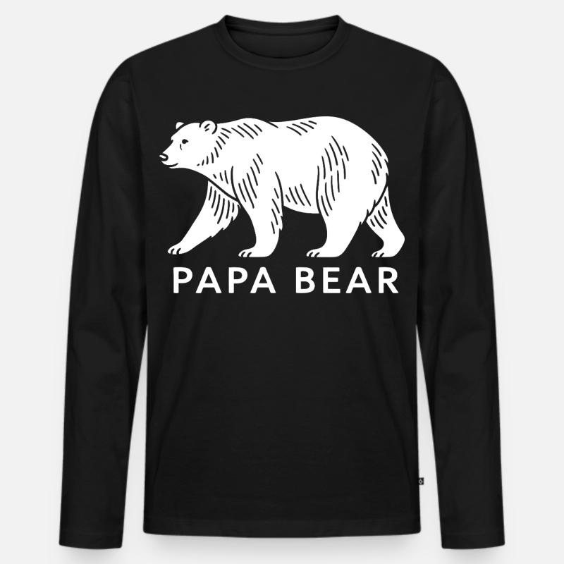 Papa Bear - Männer Premium Bio Langarmshirt - Schwarz