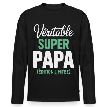 Super Papa Édition Limitée Cadeau Original  - T-shirt manches longues Premium bio Homme - noir - Devant - Nico (187cm)
