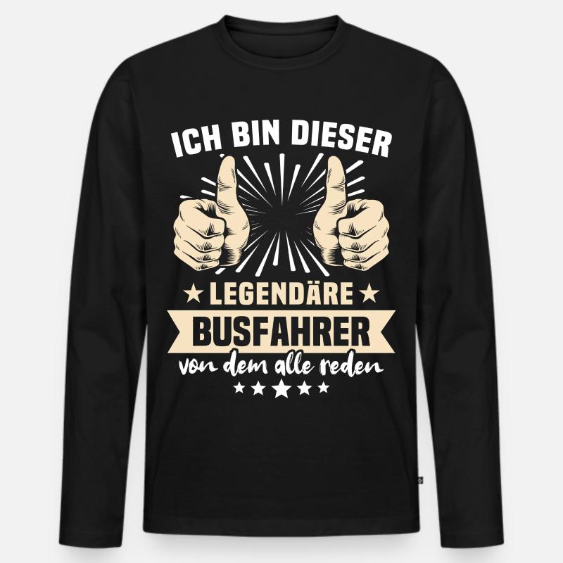 Busfahrer Sprüche - Männer Premium Bio Langarmshirt - Schwarz