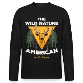 The Wild Nature Real Hunter - Men's Premium Organic Long Sleeve Shirt - black - Front - Nico (187cm)