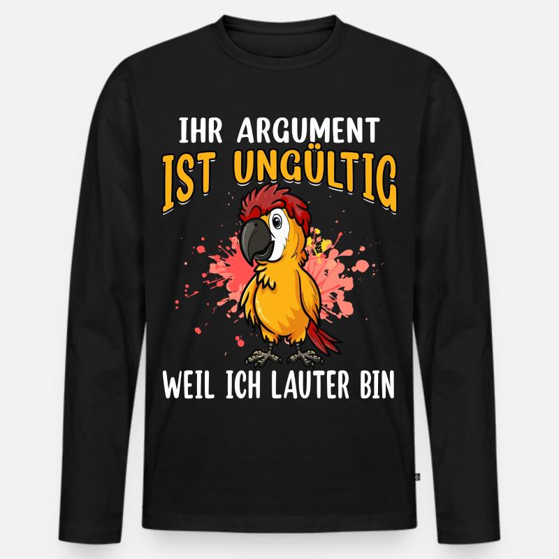 Papagei Spruch: Ungültiges Argument - Männer Premium Bio Langarmshirt - Schwarz