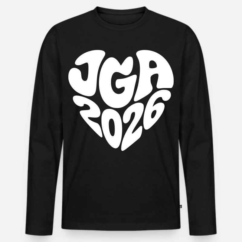 JGA 2026 Herzform - Männer Premium Bio Langarmshirt - Schwarz