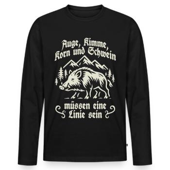 Œil Rear Sight Grain et Porc - Chasse - Chasseur - T-shirt manches longues Premium bio Homme - noir - Devant - Nico (187cm)